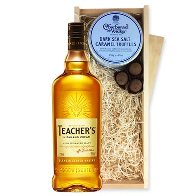 Teachers Highland Cream Whisky And Dark Sea Salt Charbonnel Chocolates Box